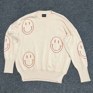 Miou Muse Smiley Face Beige Sweater